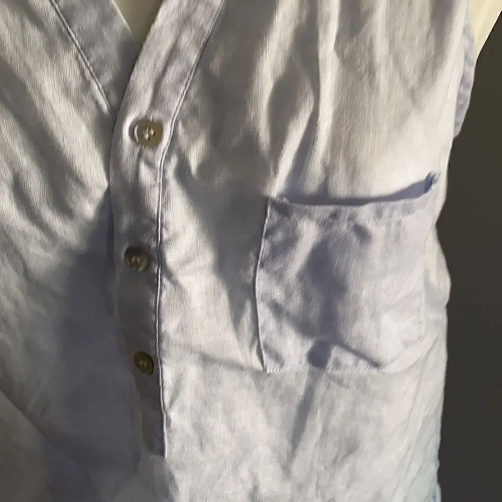 Magaschoni | Blue Linen Pocket Button Tank | S - Picture 3 of 5